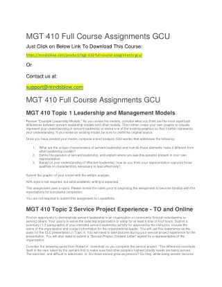 MGT 410 Full Course Assignments GCU
