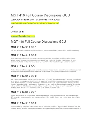 MGT 410 Full Course Discussions GCU