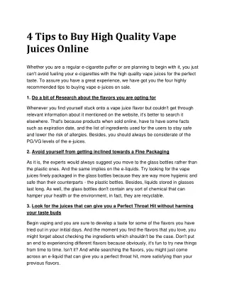 4 Tips to Buy High Quality Vape Juices Online
