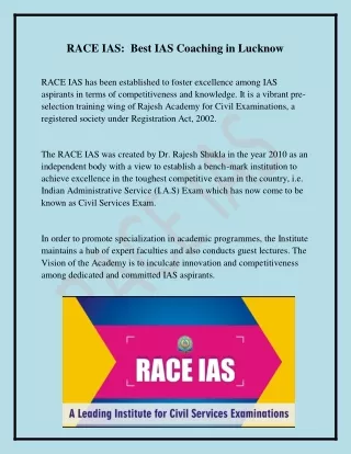 IAS Coaching in Lucknow | RACE IAS