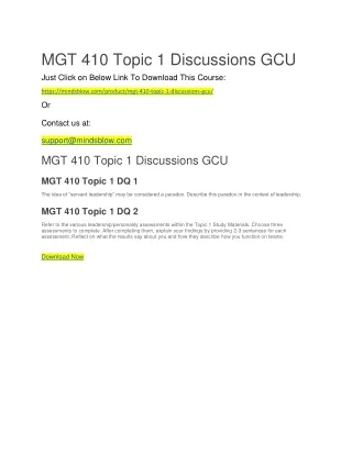 MGT 410 Topic 1 Discussions GCU