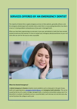 SERVICES OFFERED BY AN EMERGENCY DENTIST