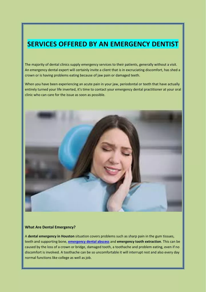 services offered by an emergency dentist