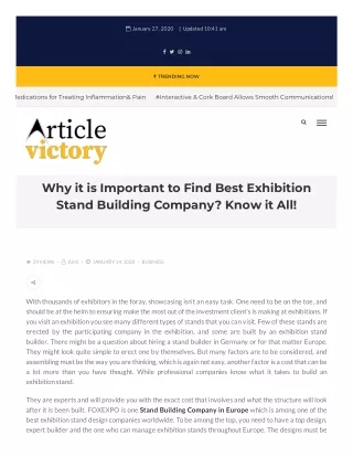 Why it is Important to Find Best Exhibition Stand Building Company? Know it All!