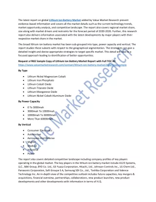 Lithium Ion Battery Market Size, Key Players, Industry Growth Analysis and Forecast to 2026