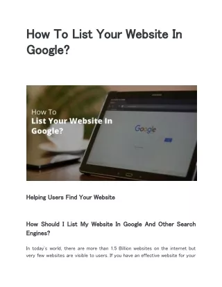 How To List Your Website In Google?