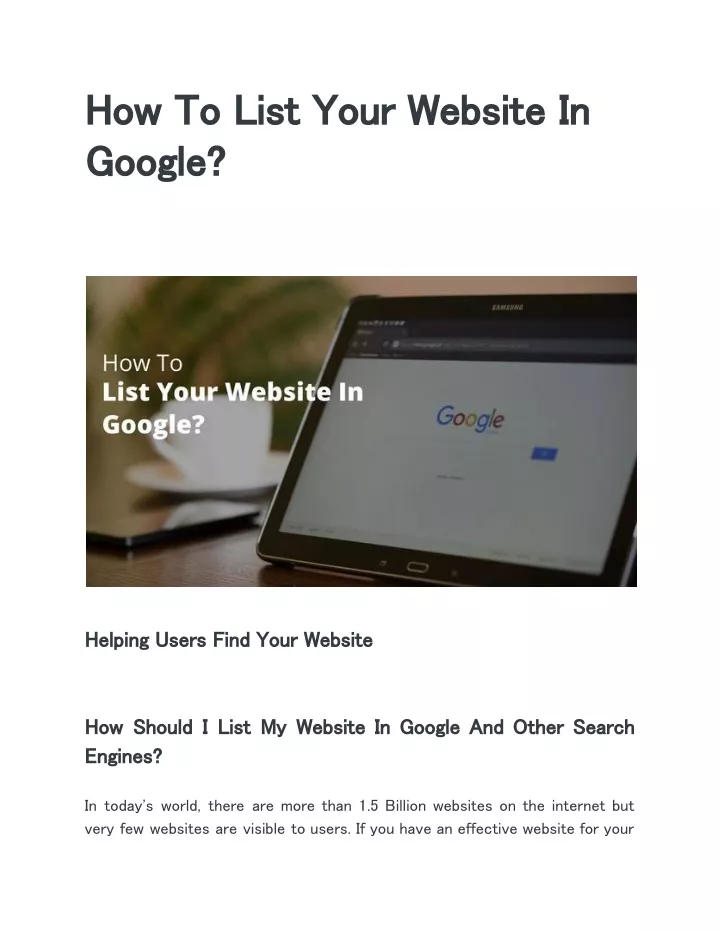 how to list your website in google