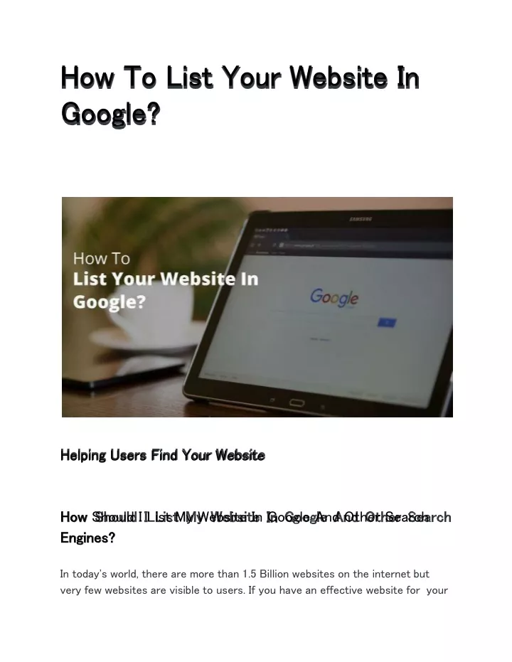 how to list your website in google