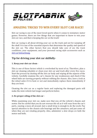 Amazing Tricks to Win Every Slot Car Race!