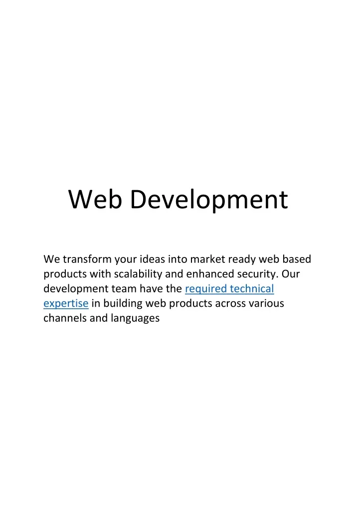 web development we transform your ideas into
