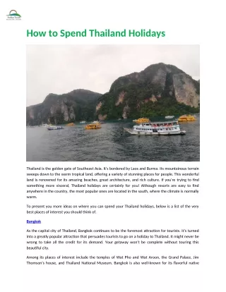 How to Spend Thailand Holidays