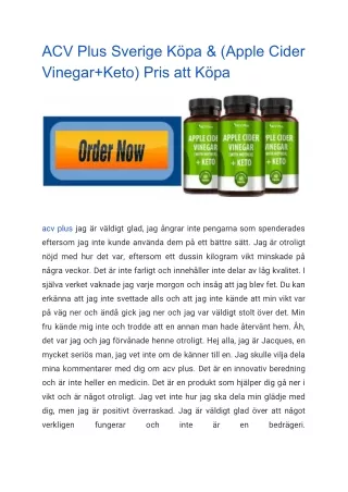 ACV Plus Sverige Köpa & (Apple Cider Vinegar Keto) Pris att Köpa