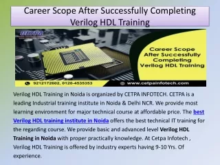 Career Scope After Successfully Completing Verilog HDL Training