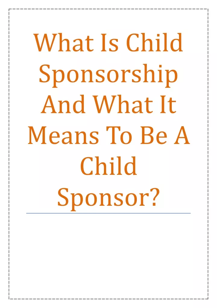 what is child sponsorship and what it means