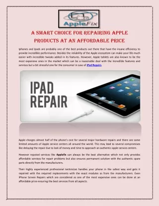 A Smart Choice for Repairing Apple Products at an Affordable Price