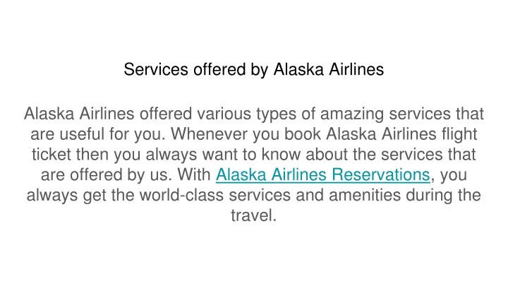 services offered by alaska airlines