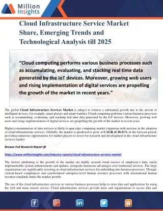 Cloud Infrastructure Service Market Share, Emerging Trends and Technological Analysis till 2025