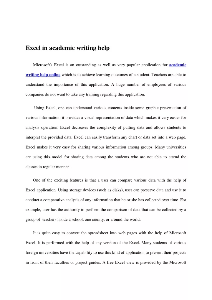 excel in academic writing help