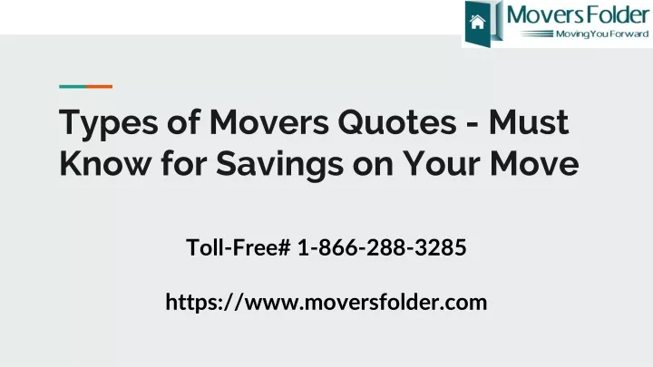 types of movers quotes must know for savings on your move