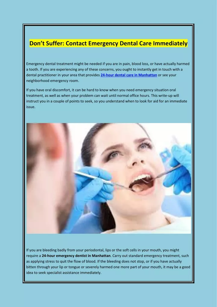 don t suffer contact emergency dental care