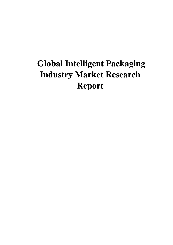 global intelligent packaging industry market
