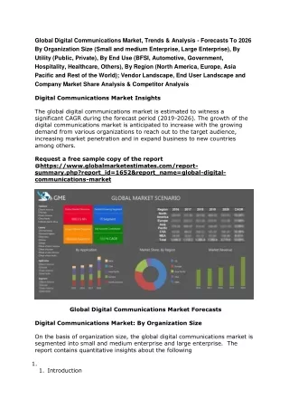 Global Digital Communications Market, Trends & Analysis - Forecasts To 2026