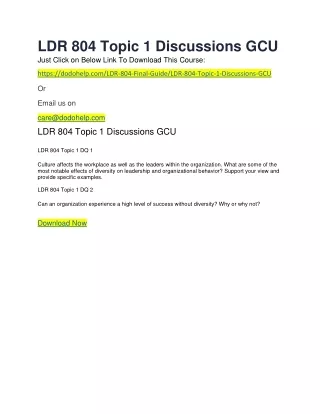 LDR 804 Topic 1 Discussions GCU