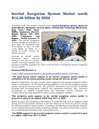 Inertial Navigation System Market worth $12.26 billion by 2022