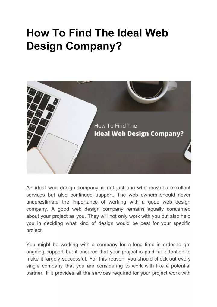how to find the ideal web design company