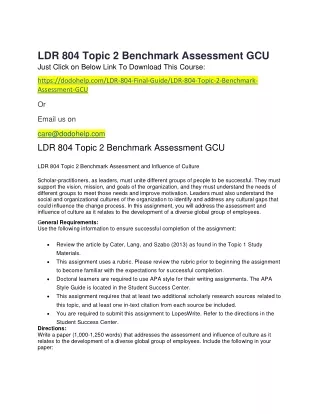 LDR 804 Topic 2 Benchmark Assessment GCU