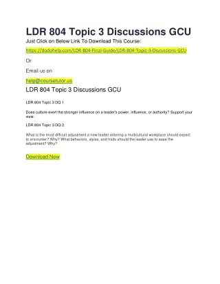 LDR 804 Topic 3 Discussions GCU