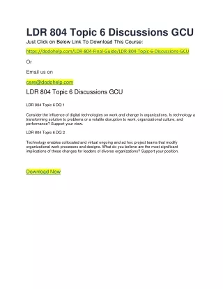 LDR 804 Topic 6 Discussions GCU