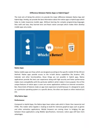 difference between native apps vs hybrid apps