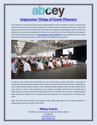 Impressive Things of Event Planners