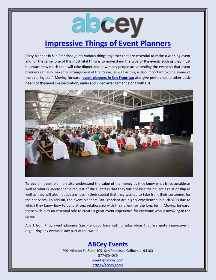 impressive things of event planners