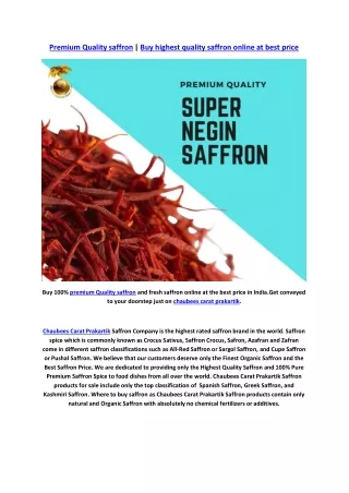 premium Quality saffron | Best quality saffron and kashmiri saffron