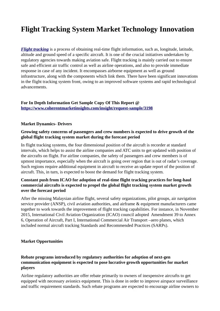 flight tracking system market technology