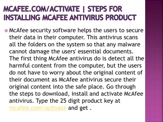 mcafee.com/activate | Steps for Installing McAfee antivirus product