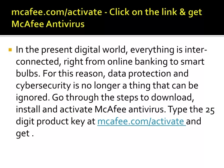 mcafee com activate click on the link get mcafee antivirus