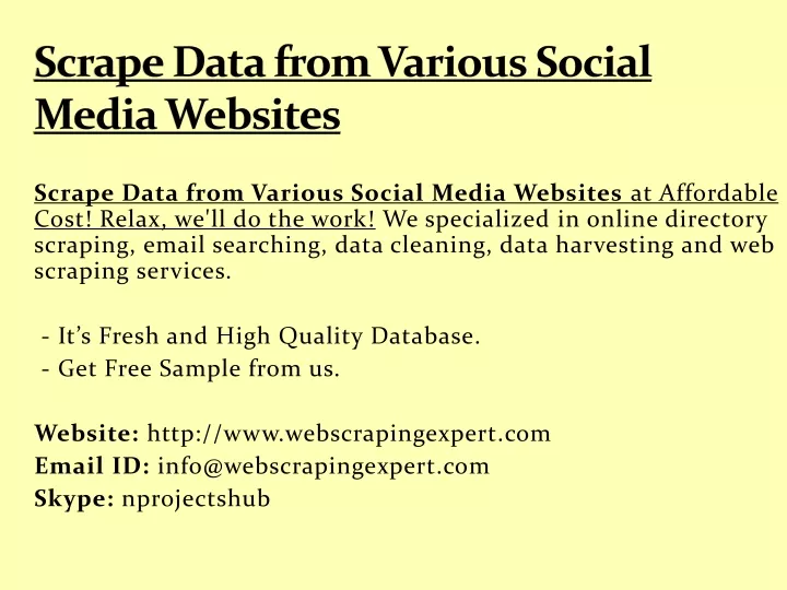 scrape data from various social media websites