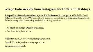 Scrape Data Weekly from Instagram for Different Hashtags