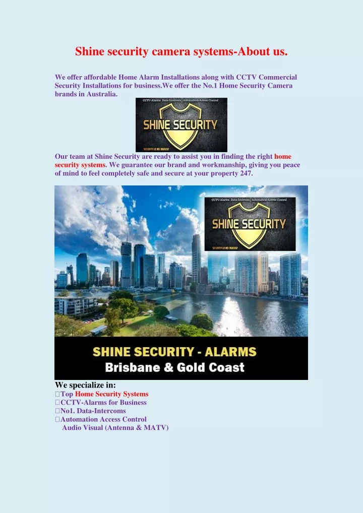 shine security camera systems about us