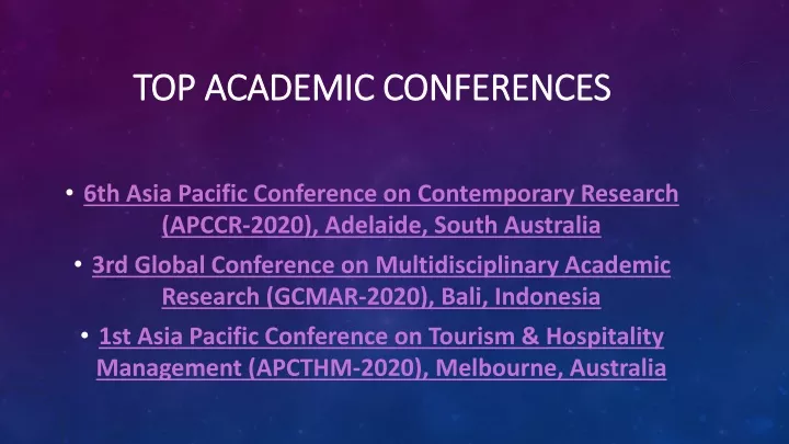 top academic conferences top academic conferences