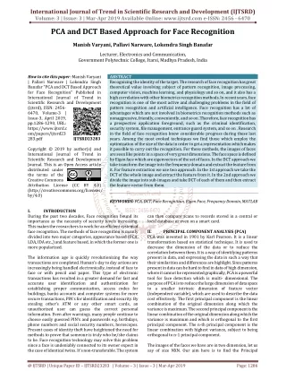 PCA and DCT Based Approach for Face Recognition