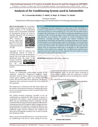 Analysis of Air Conditioning System used in Automobile