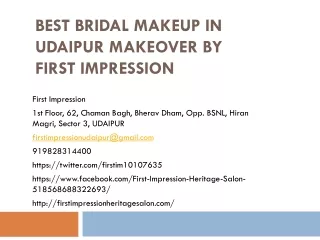 Best Bridal Makeup in Udaipur Makeover by First Impression