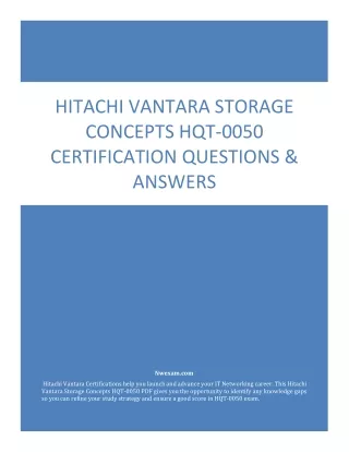 Hitachi Vantara Storage Concepts HQT-0050 Certification Questions & Answers