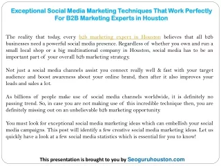 Exceptional Social Media Marketing Techniques That Work Perfectly For B2B Marketing Experts in Houston