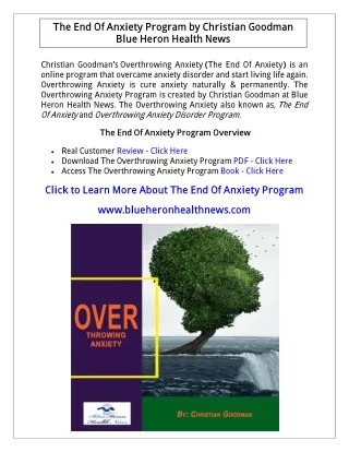 (PDF) The End Of Anxiety Program PDF Download: Christian Goodman
