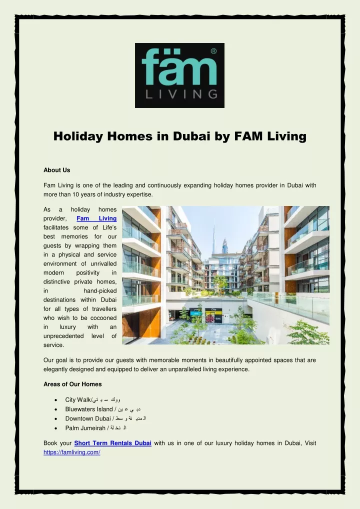 holiday homes in dubai by fam living